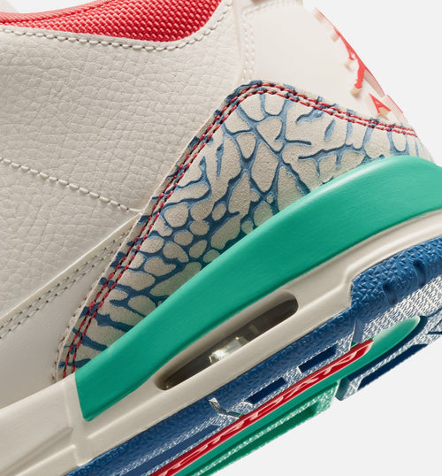 Air Jordan 3 Retro 'Play Your Way' Grade School Lifestyle Shoes | Chalk / Track Red / True Blue / Kinetic Green