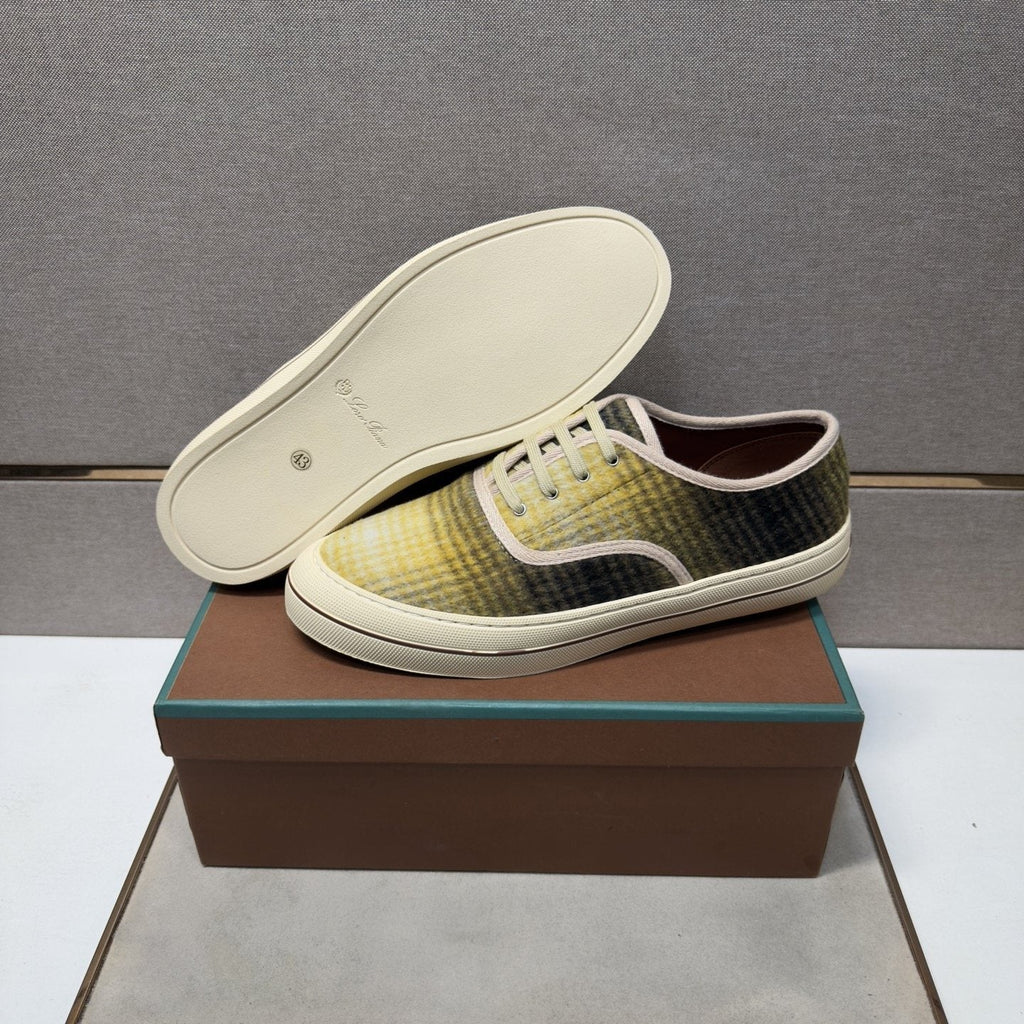 Loro Piana Men's Plaid Low-Top Sneakers